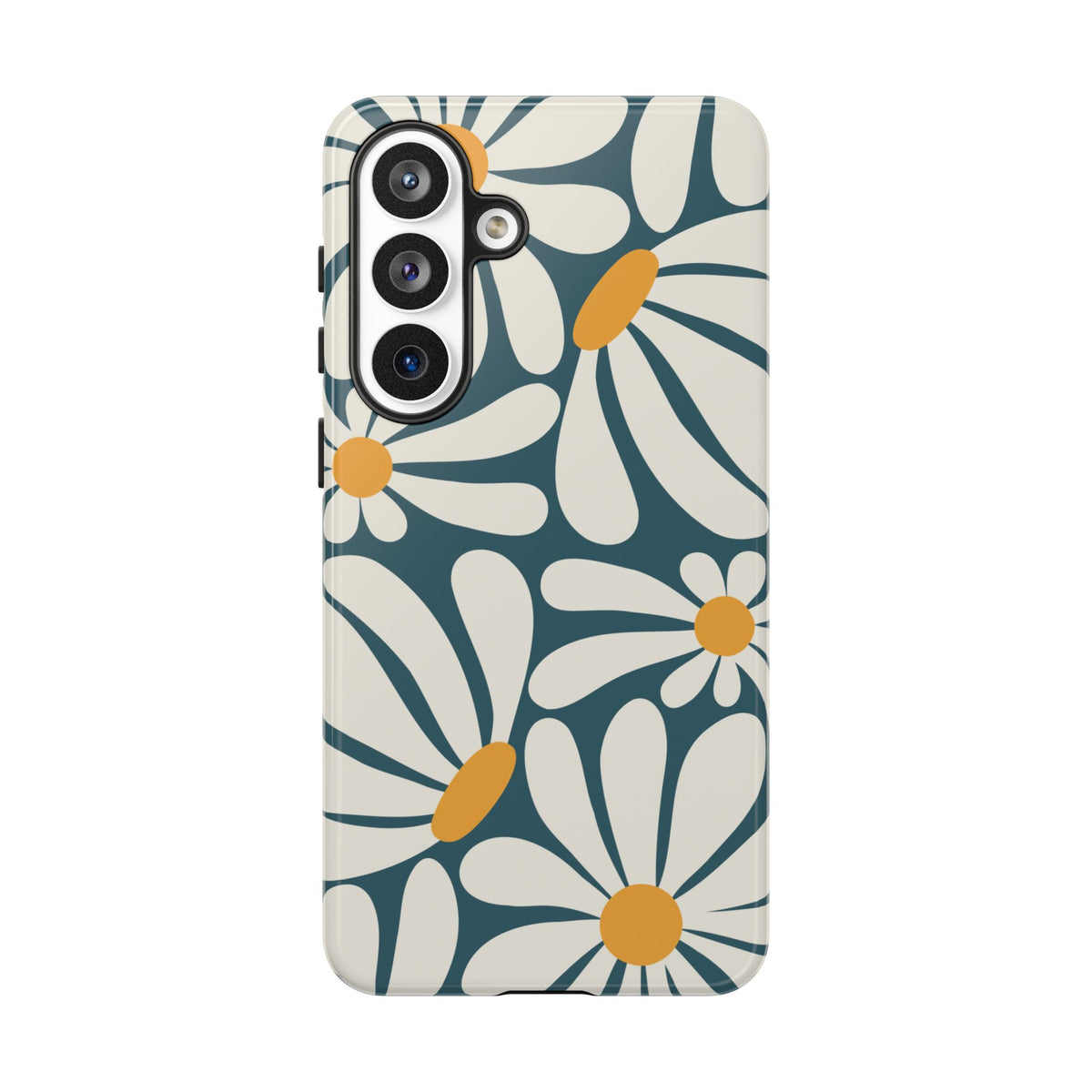 Retro Blue Daisy Pattern Phone Case - Blue Phone Case - Samsung Galaxy S26 Plus / Glossy
