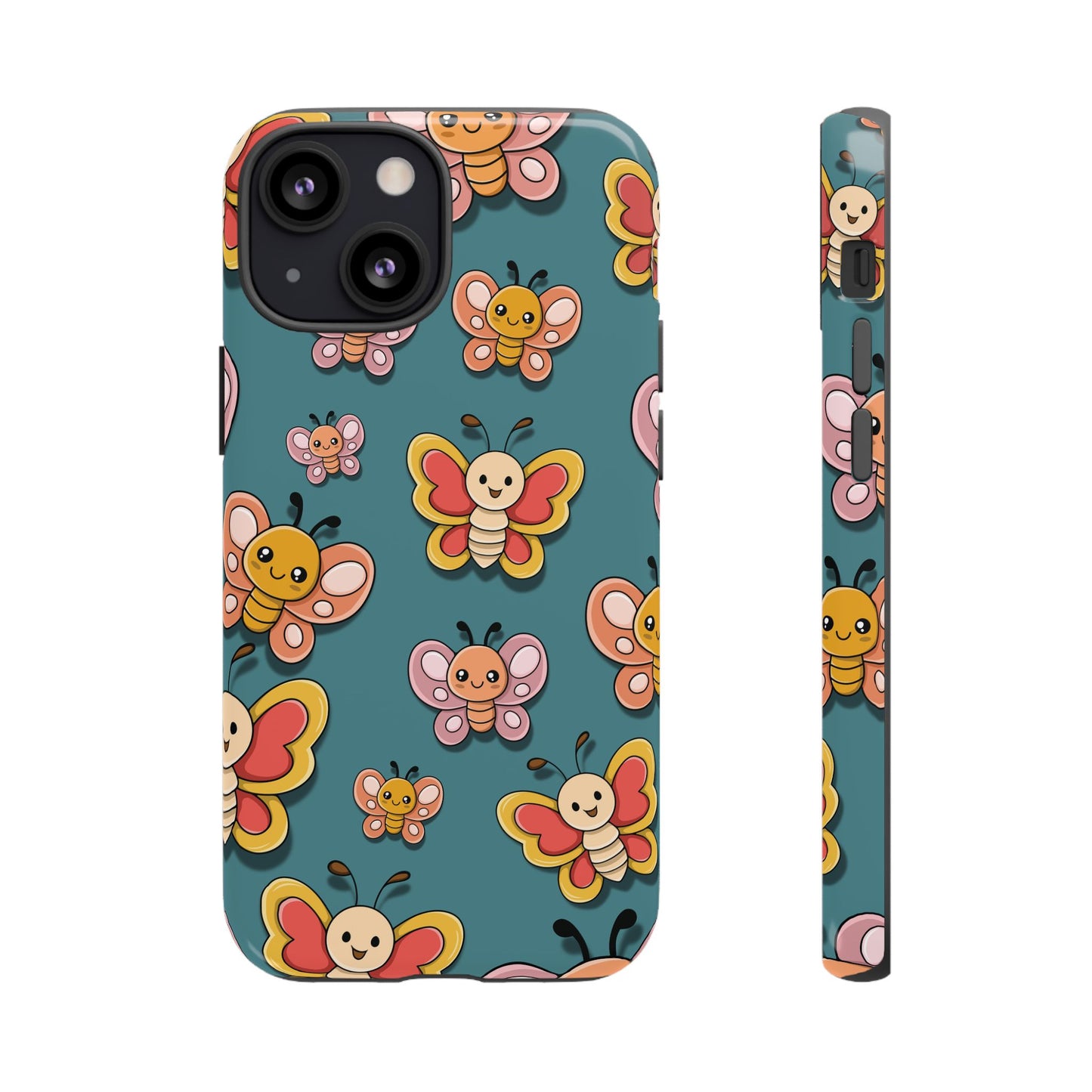 Blue Butterfly Sticker Design Phone Case - Blue Phone Case - iPhone 13 Mini / Glossy