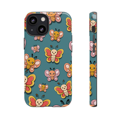 Blue Butterfly Sticker Design Phone Case - Blue Phone Case - iPhone 13 Mini / Glossy