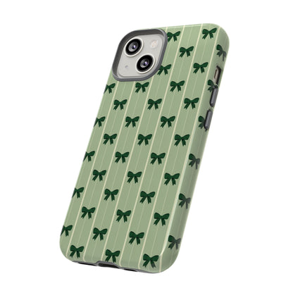 Retro Forest Green Bow Pattern Phone Case