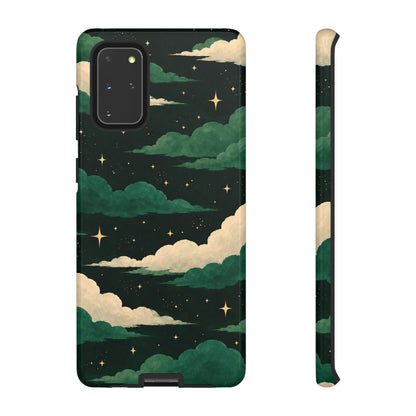 Illustrated Emerald Green Clouds & Stars Phone Case