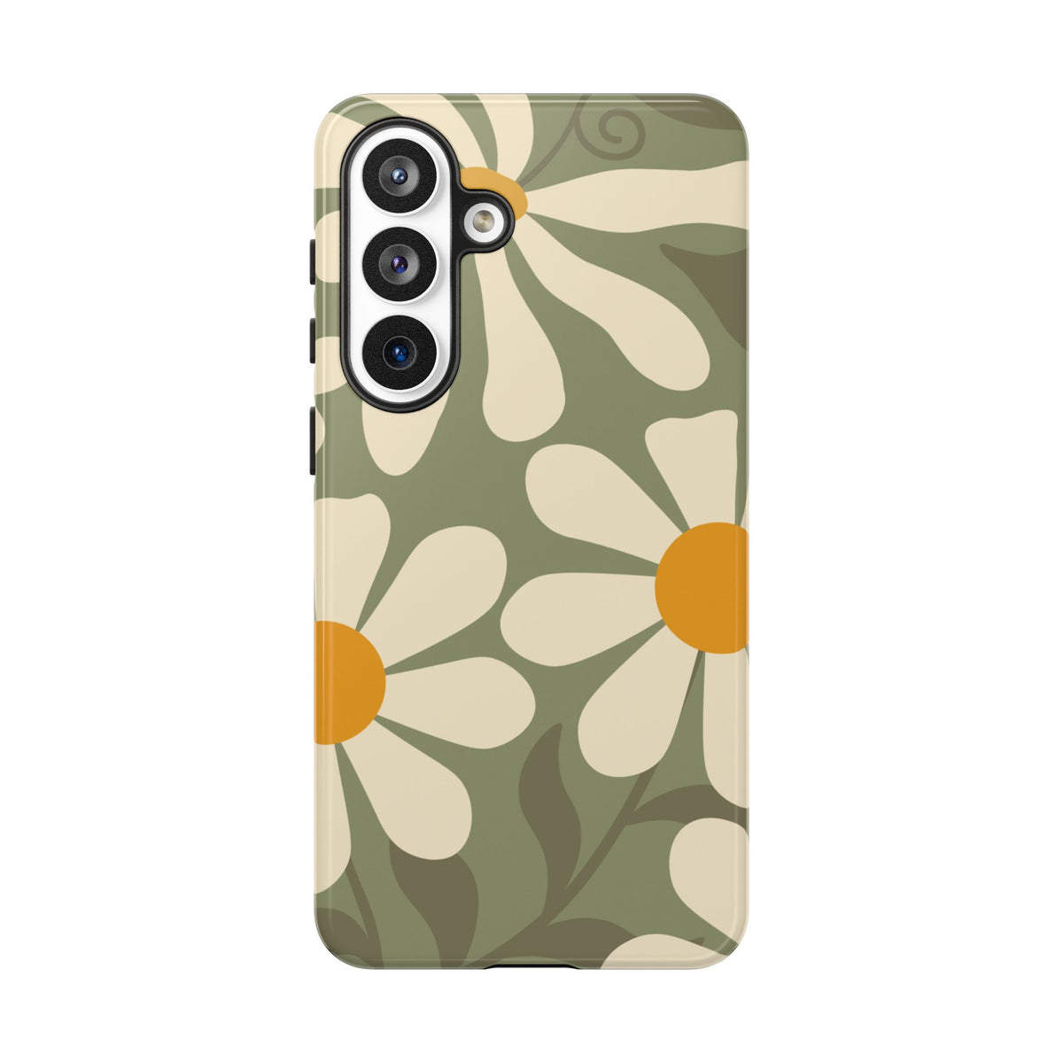 Retro Green Daisy Pattern #2 Phone Case - Green Phone Case - Samsung Galaxy S26 Plus / Glossy