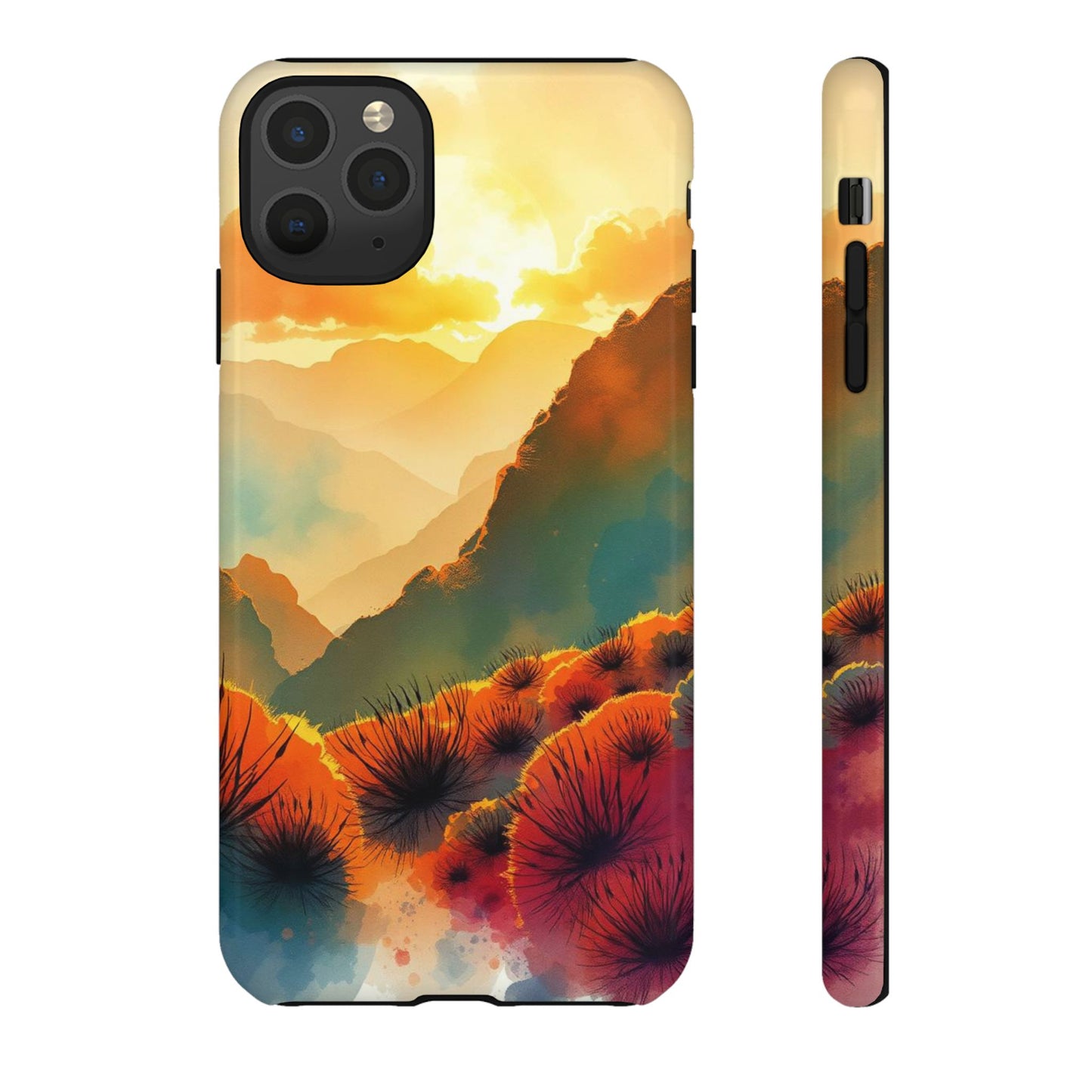 iPhone 11 Pro Max / Glossy Phone Case - Ideallic Watercolour Sunset Design Phone Case