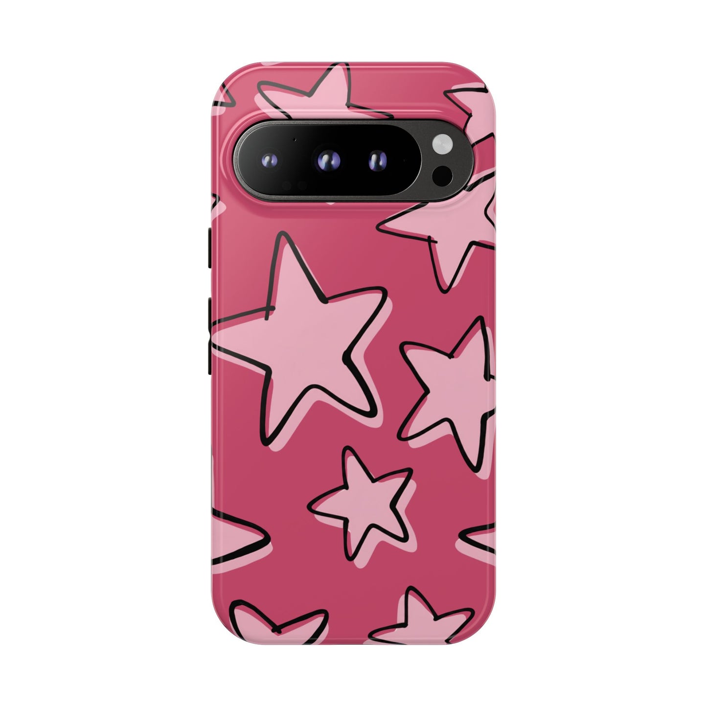 Raspberry Pink Doodle Star Phone Case
