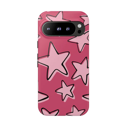 Raspberry Pink Doodle Star Phone Case