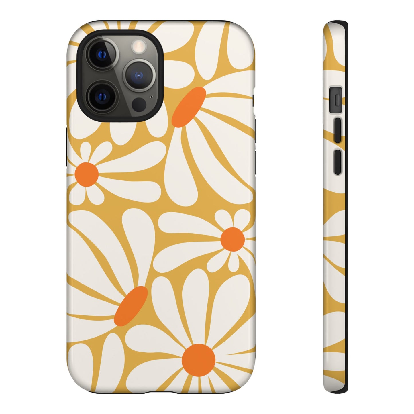 iPhone 12 Pro Max / Glossy Phone Case - Retro Yellow Daisy Pattern Phone Case