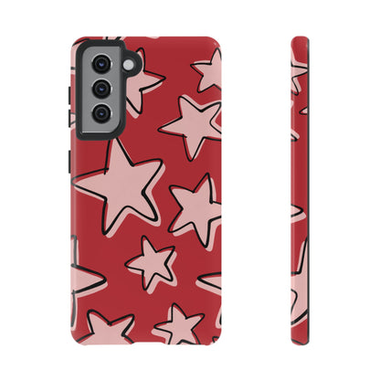 Cherry Red Doodle Star Phone Case