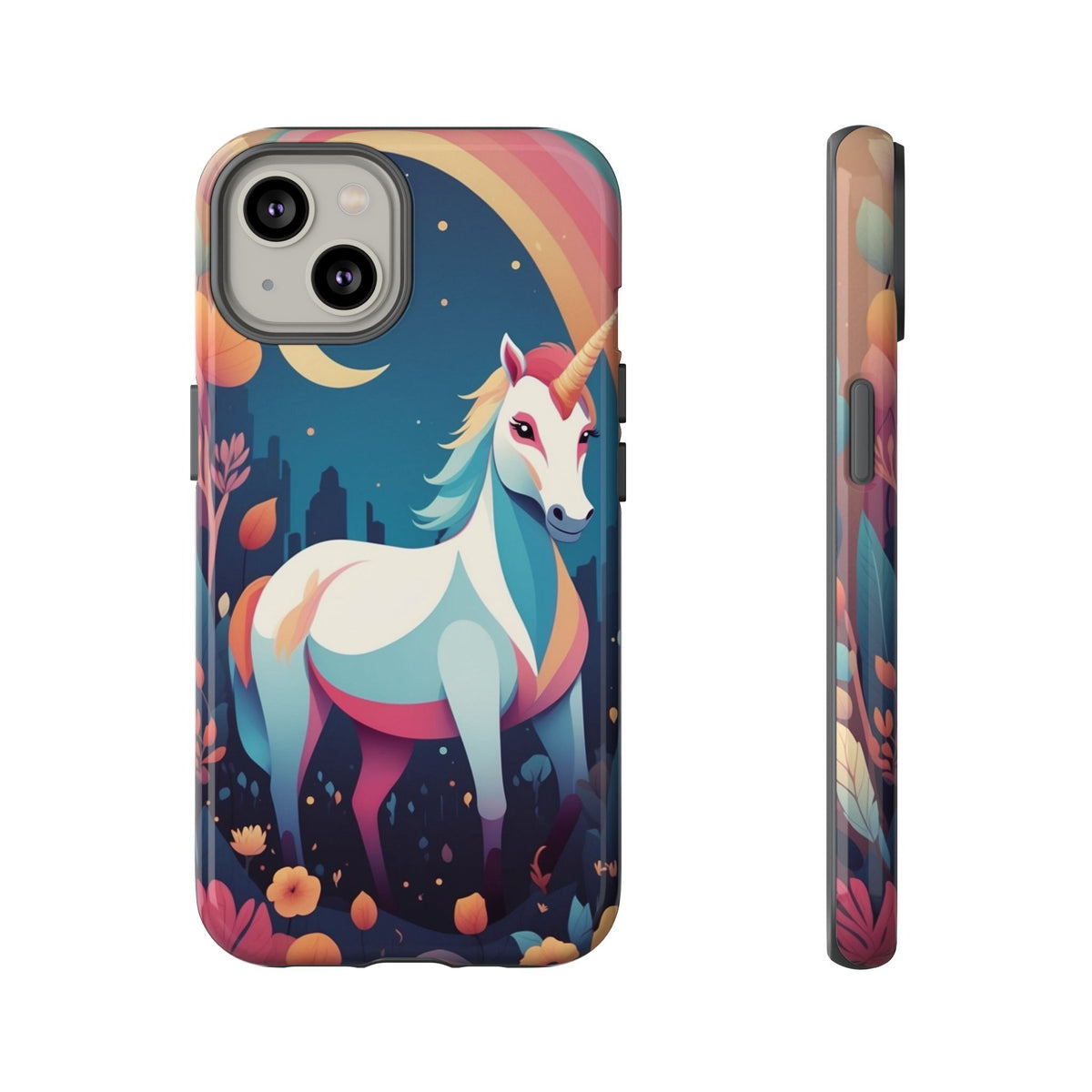 Stylised Unicorn & Rainbow Design Phone Case - Multicolor Phone Case - iPhone 14 / Glossy