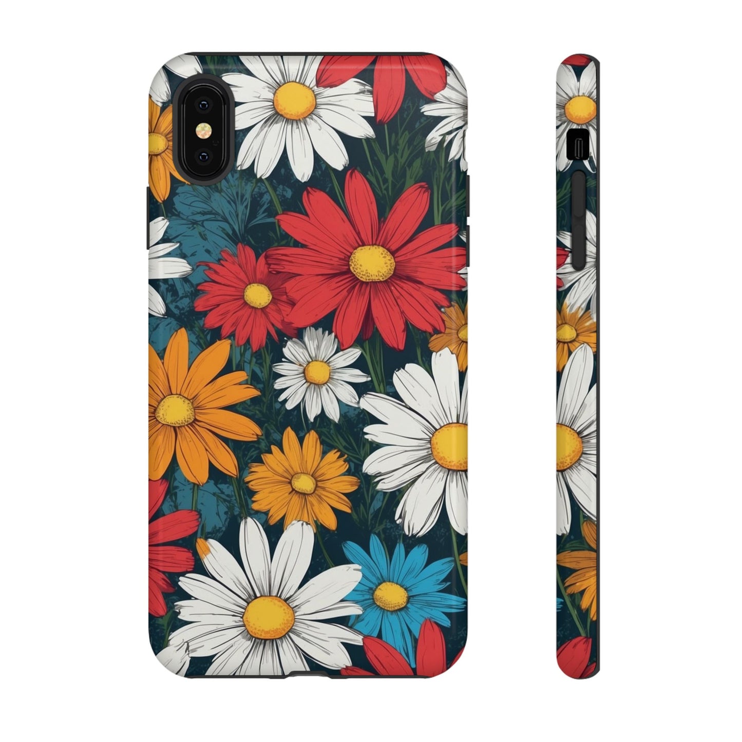 iPhone XS MAX / Glossy Phone Case - Pop Art Daisies Illustration ’Red & Orange’ Phone Case