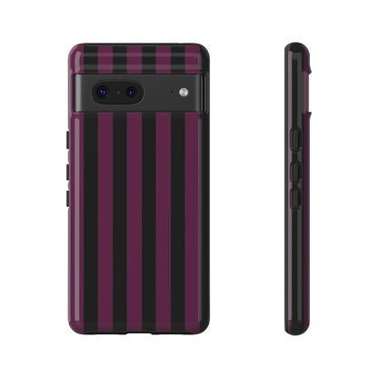 Google Pixel 7 / Glossy Phone Case - Trendy Plum & Black Stripe Pattern Phone Case