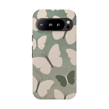 Minimalist Light Green Butterfly Pattern Phone Case - Green Phone Case - Google Pixel 9 Pro / Glossy