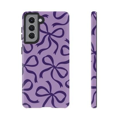 Bold Lilac and Deep Purple Bow Pattern Phone Case