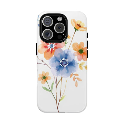 iPhone 16 Pro / Glossy Phone Case - Boho Chic Watercolour Bouquet Pattern Phone Case