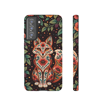 Vibrant Terracotta and Teal Calavera Fox Phone Case - Multicolor Phone Case - Samsung Galaxy S21 FE / Glossy