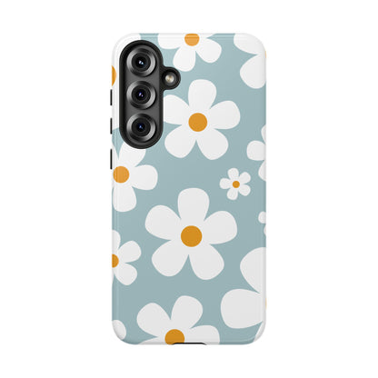 Cute Blue Daisy Pattern Phone Case - Blue Phone Case - Samsung Galaxy S25 Plus / Glossy