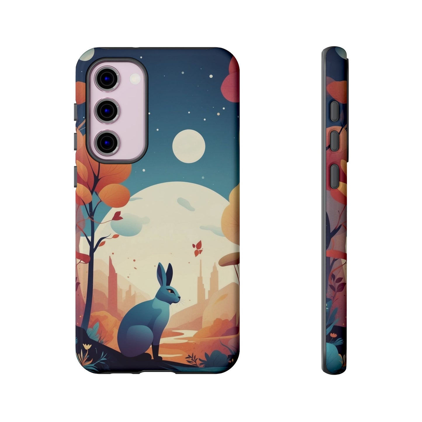 Samsung Galaxy S23 Plus / Glossy Phone Case - Stylised Blue Hare Design Phone Case