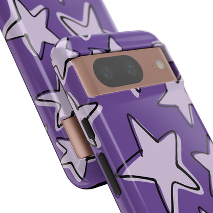 Violet Purple Doodle Star Phone Case