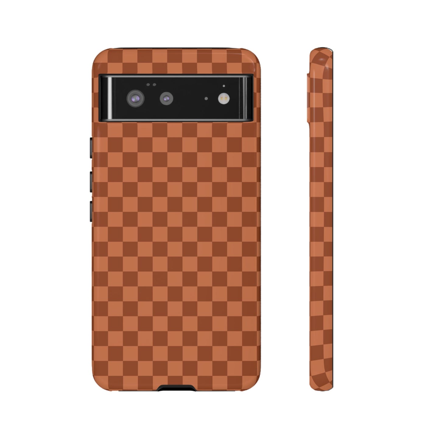 Google Pixel 6 / Glossy Phone Case - ’Bold Brown Checkered Pattern’ Phone Case