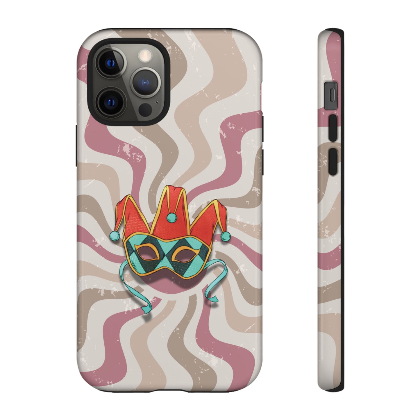 Venetian Jester Mask – Pink Retro Soft Revival Phone Case - Pink Phone Case - iPhone 12 Pro / Glossy