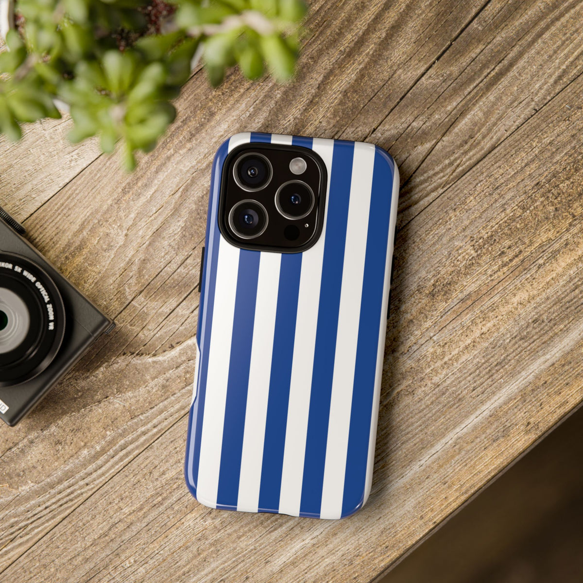 Simple Blue & White Stripe Pattern Phone Case - White Phone Case