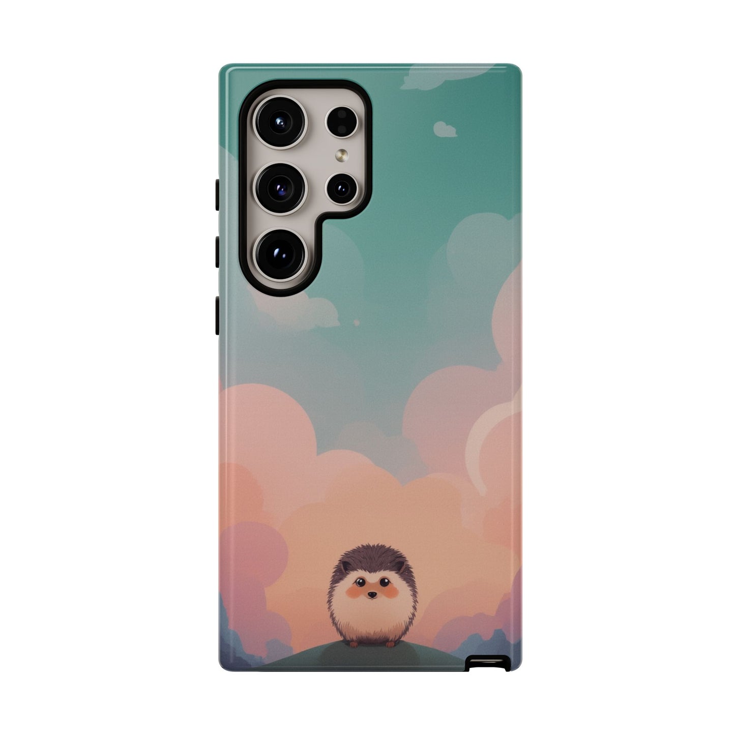 Samsung Galaxy S24 Ultra / Glossy Phone Case - Cute Hedgehog & Cloud Design Phone Case