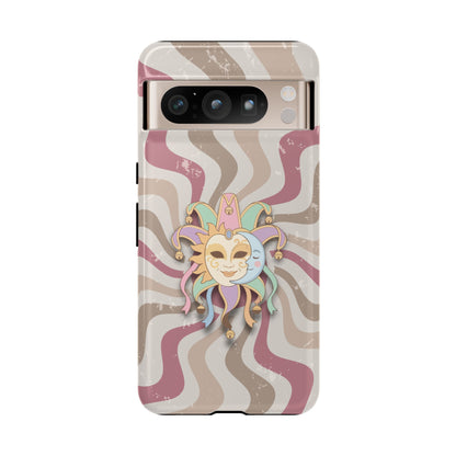 Sun & Moon Jester Mask – Pink Retro Wave Phone Case - Pink Phone Case - Google Pixel 8 Pro / Glossy
