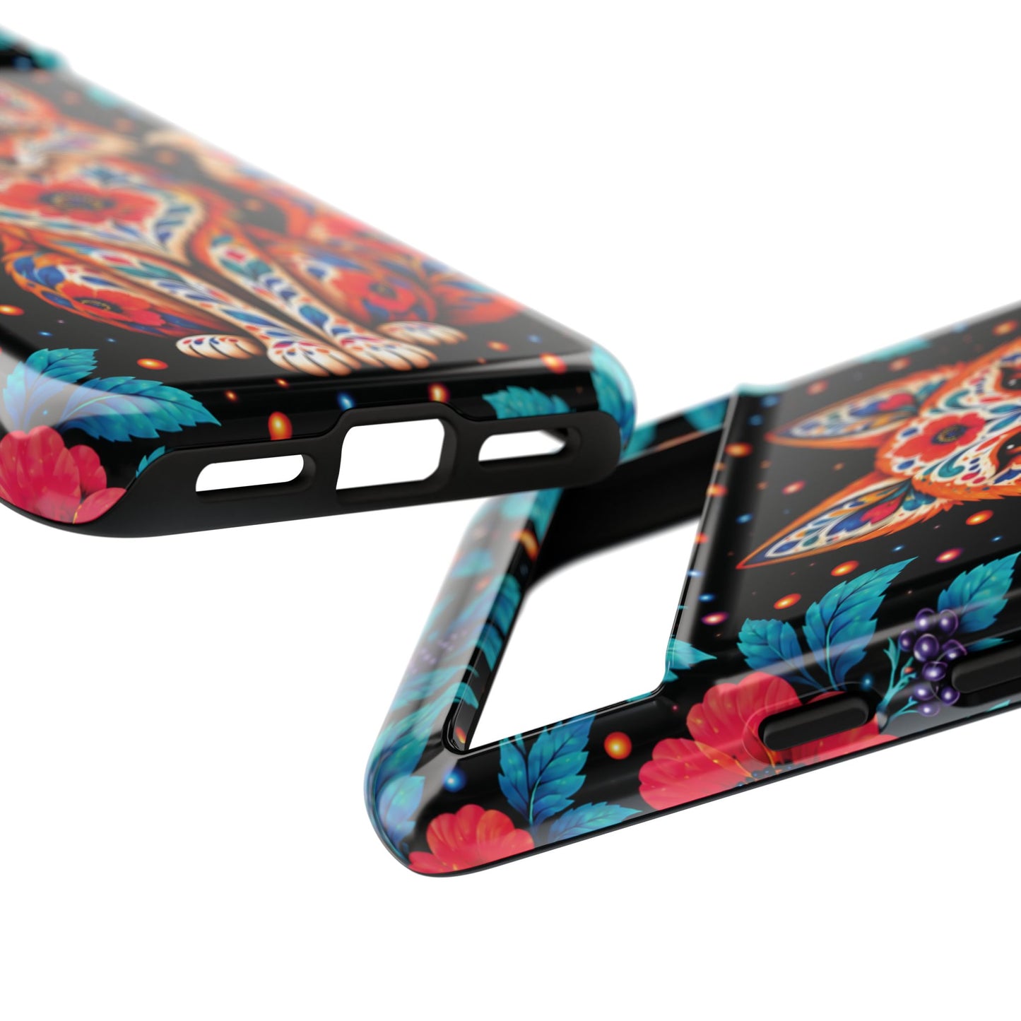 Vibrant Orange and Turquoise Calavera Fox Phone Case - Multicolor Phone Case