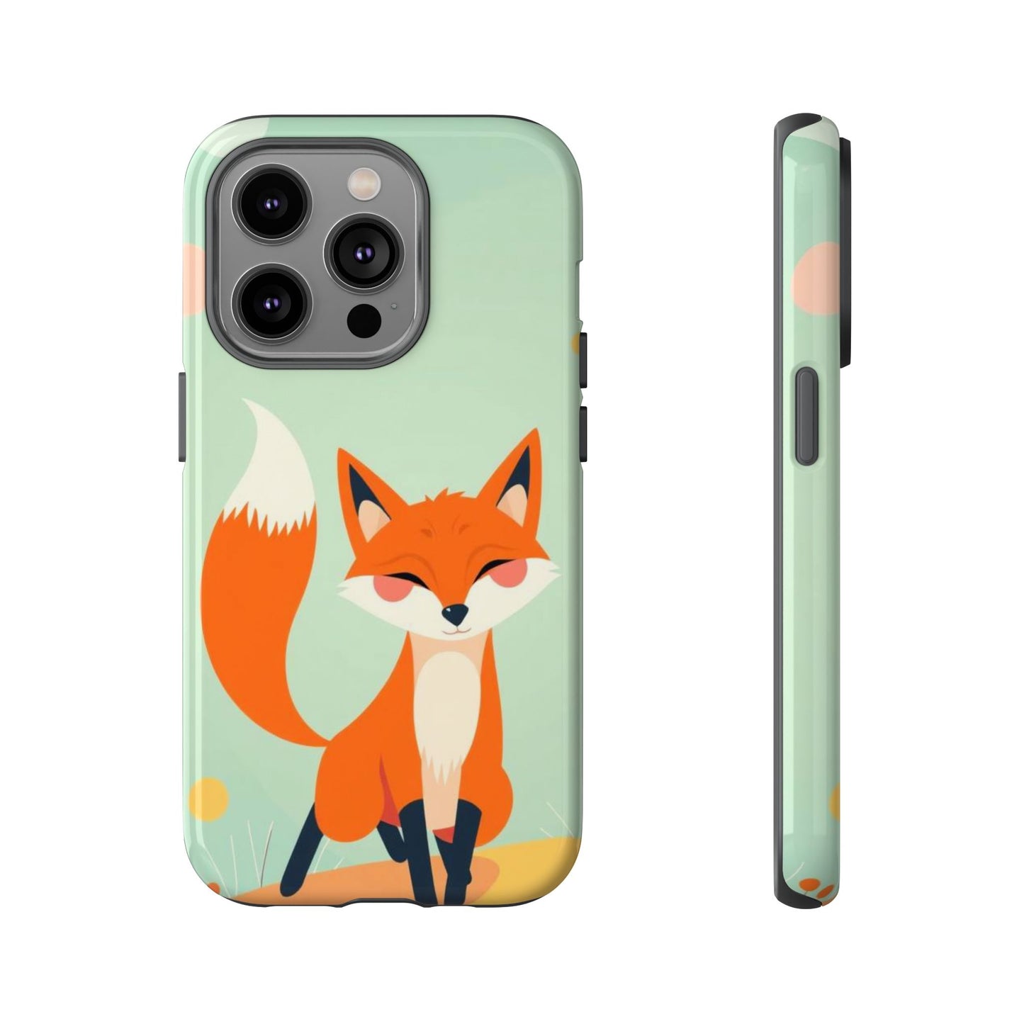 iPhone 14 Pro / Glossy Phone Case - Happy Fox Design Phone Case