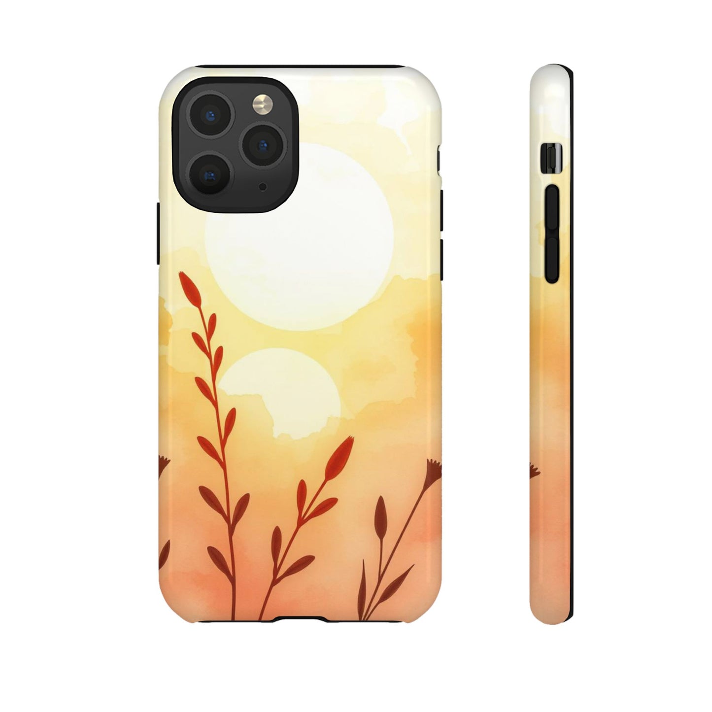 iPhone 11 Pro / Glossy Phone Case - Watercolour Wildflower & Sun Design Phone Case