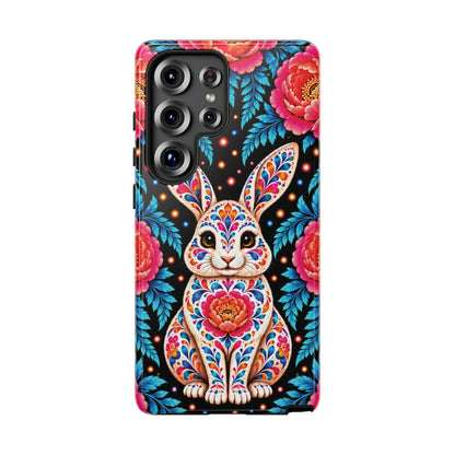 Cute Pink and Turquoise Calavera Bunny Phone Case - Multicolor Phone Case - Samsung Galaxy S25 Ultra / Glossy
