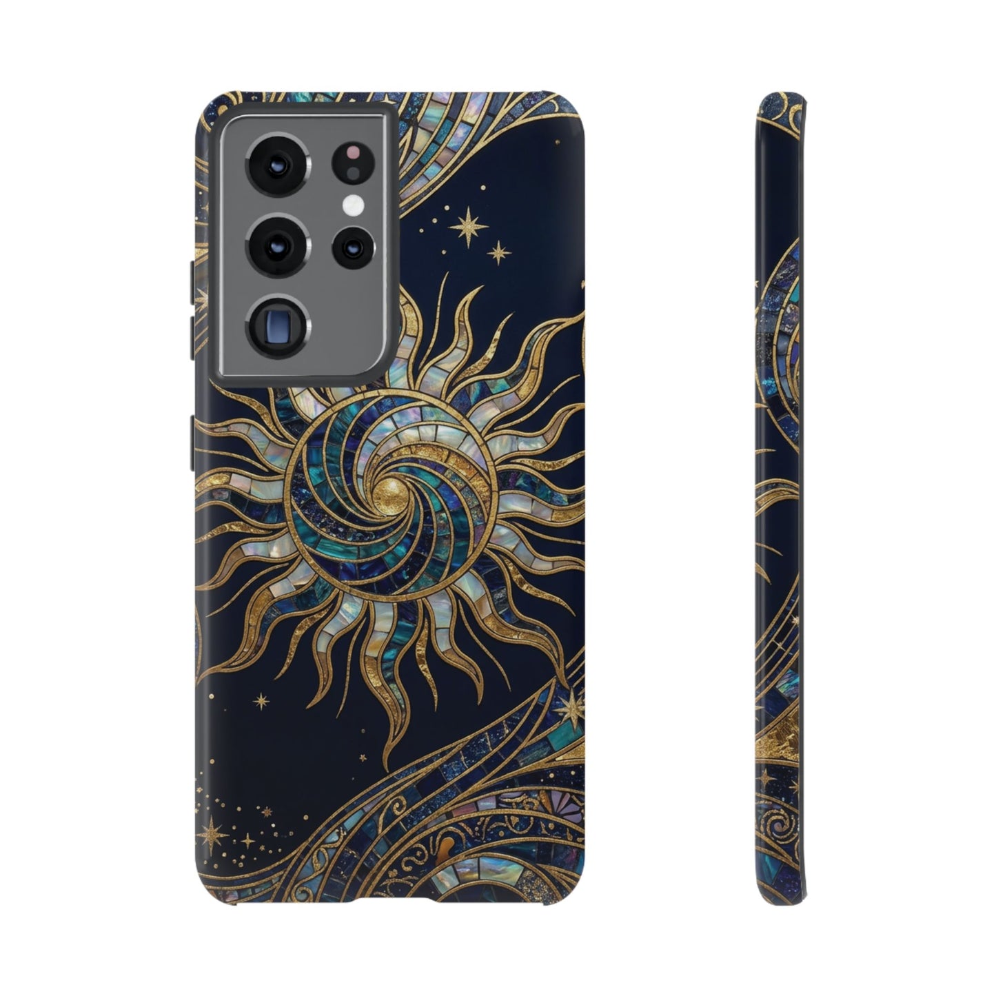 Elegant Navy & Gold Solar Spiral Phone Case