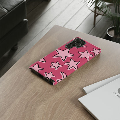 Raspberry Pink Doodle Star Phone Case