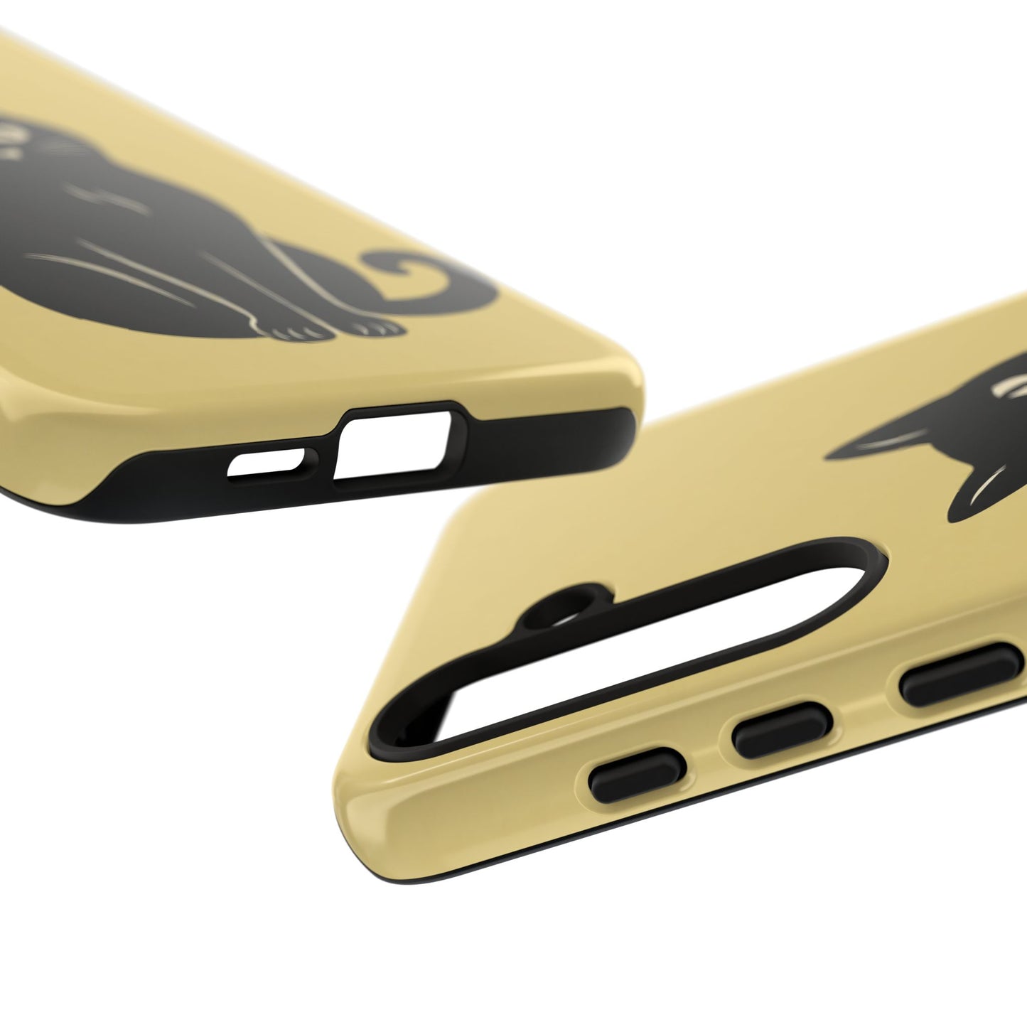 Minimalist Butter Yellow & Black Cat Phone Case