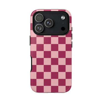 iPhone 17 Pro / Glossy Phone Case - ’Pink Checkered Pattern’ Phone Case
