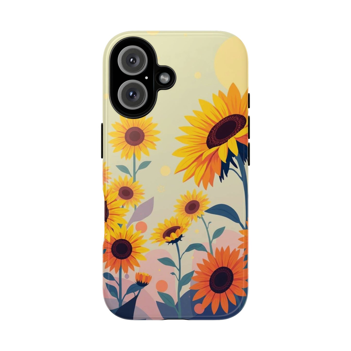 iPhone 16 / Glossy Phone Case - Modern Flat Sunflower Design Phone Case