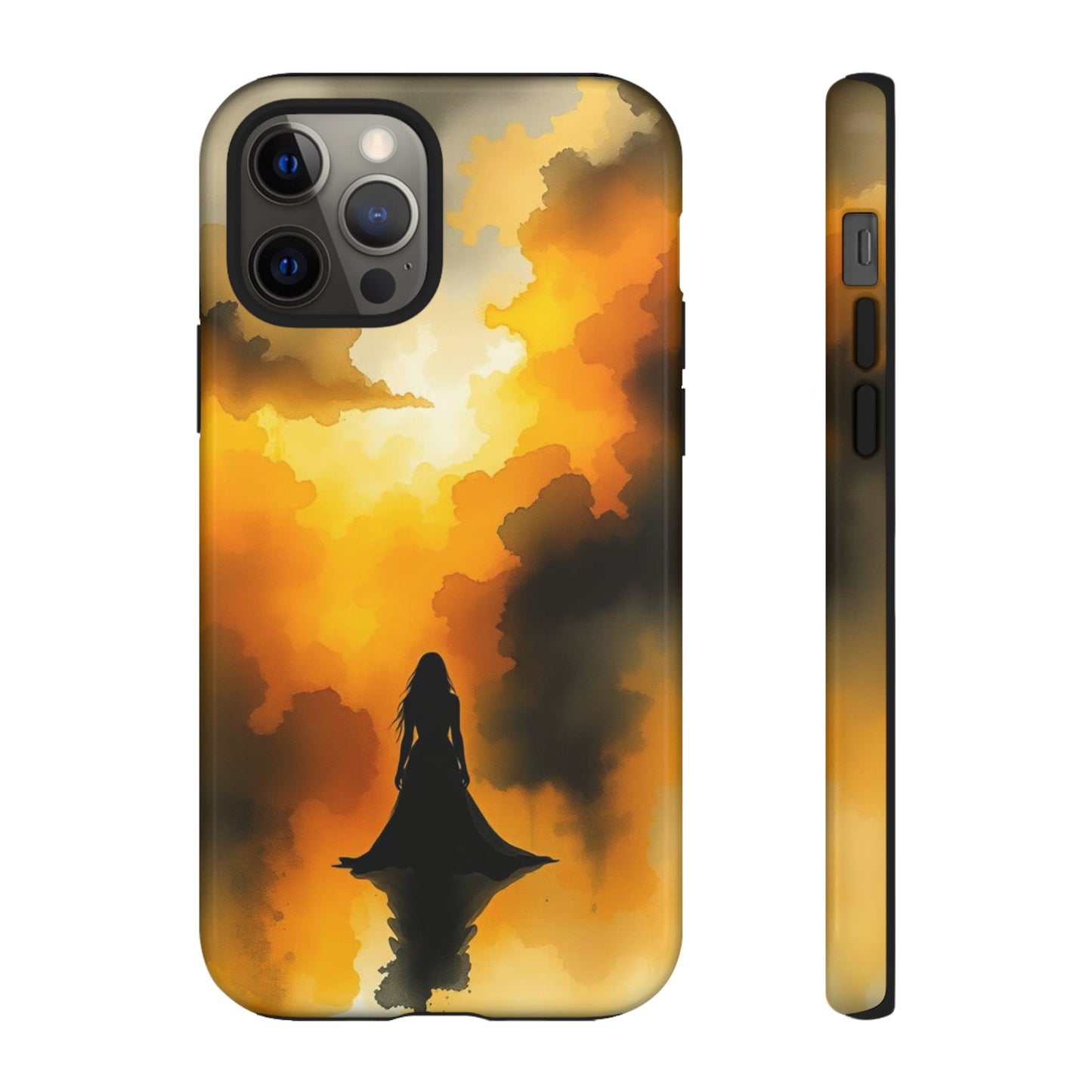 iPhone 12 Pro / Glossy Phone Case - Watercolour Gothic Woman in Black Phone Case