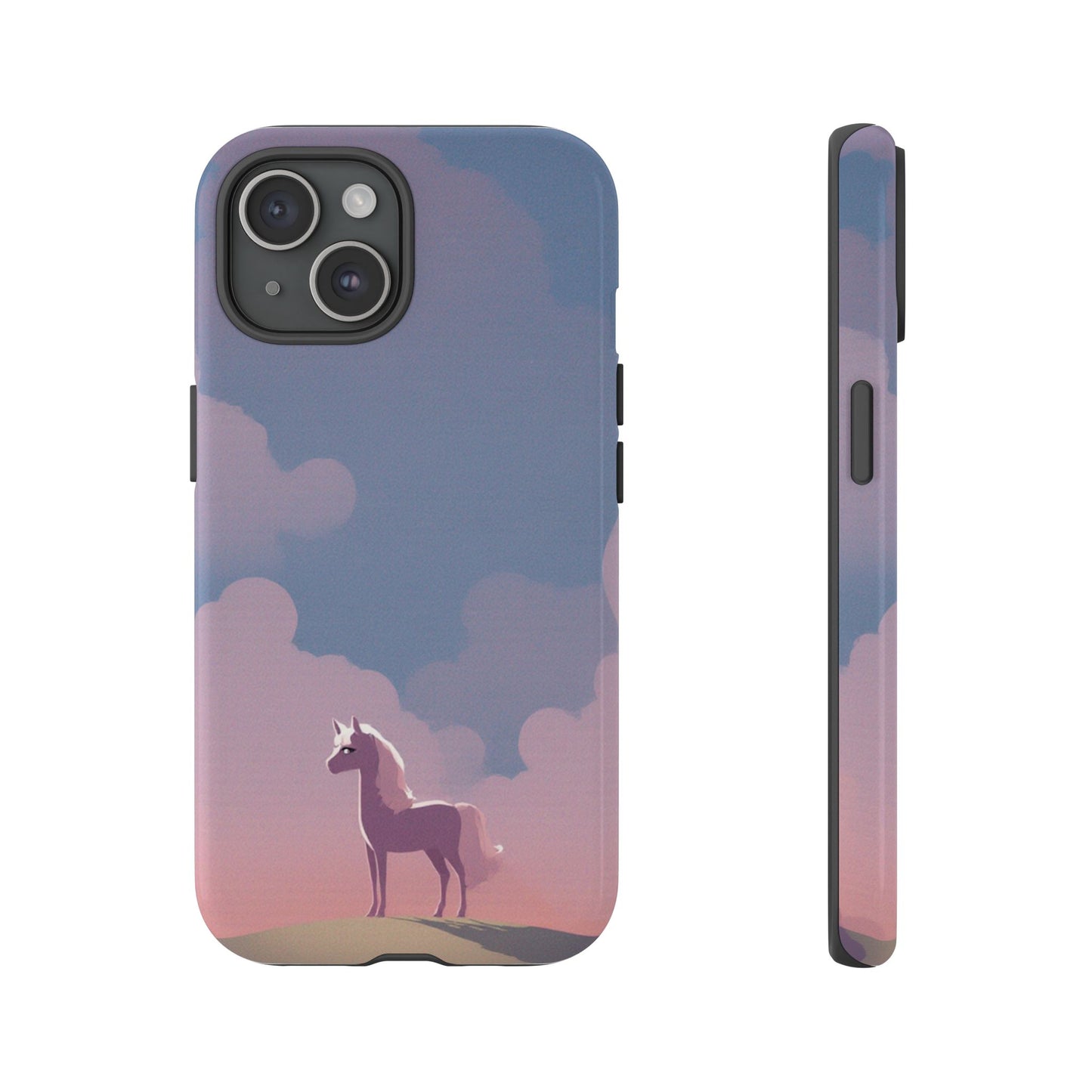 iPhone 15 / Glossy Phone Case - Pony & Cloud Design Phone Case