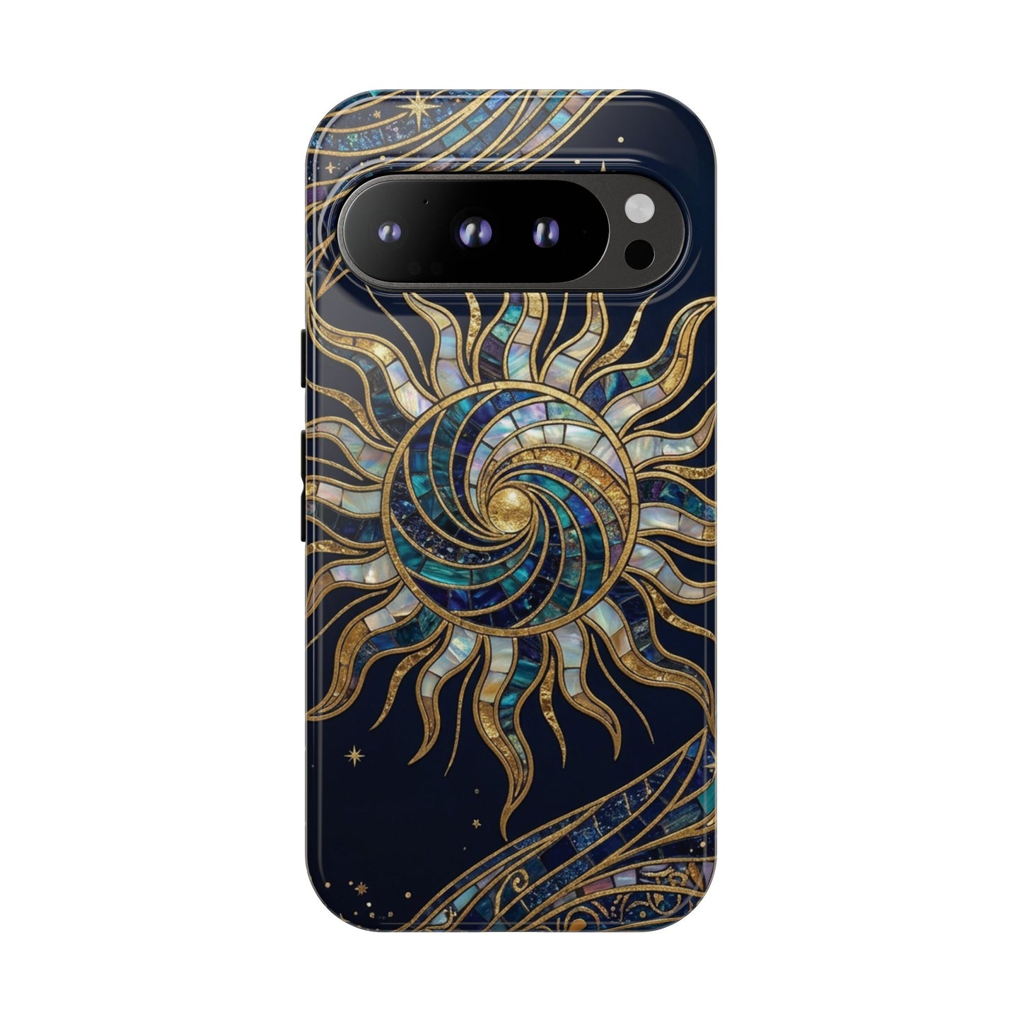 Elegant Navy & Gold Solar Spiral Phone Case