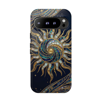 Elegant Navy & Gold Solar Spiral Phone Case