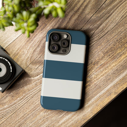 Blue & White Horizontal Stripe Pattern Phone Case - Blue Phone Case