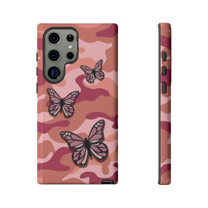 Samsung Galaxy S23 Ultra / Glossy Phone Case - Pink Butterfly Camo Phone Case