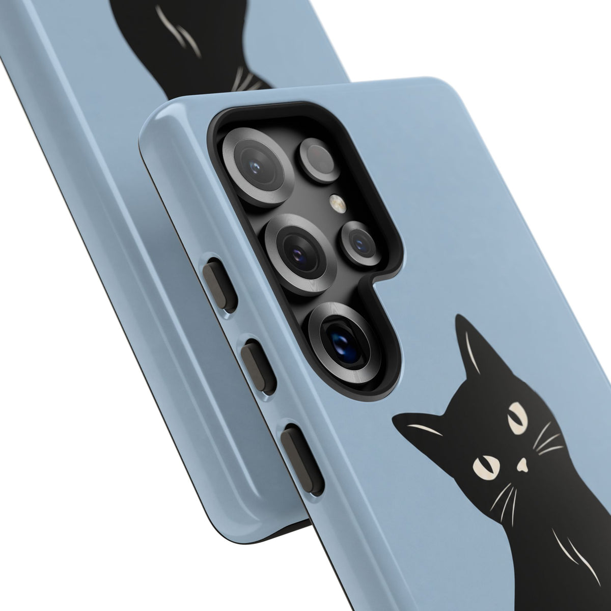Minimalist Powder Blue & Black Cat Phone Case