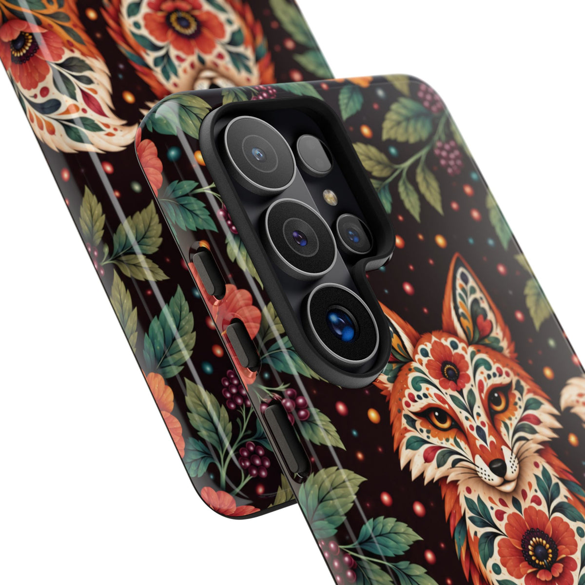 Vibrant Terracotta and Teal Calavera Fox Phone Case - Multicolor Phone Case