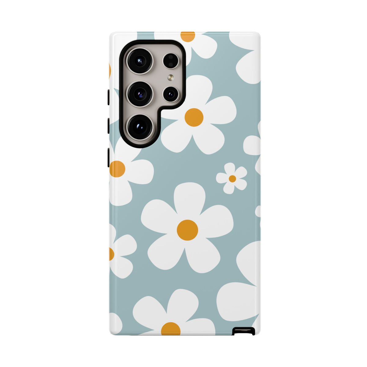 Cute Blue Daisy Pattern Phone Case - Blue Phone Case - Samsung Galaxy S24 Ultra / Glossy