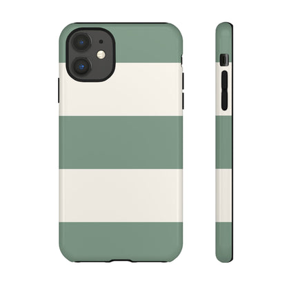iPhone 11 / Glossy Phone Case - Green & White Horizontal Stripe Pattern Phone Case