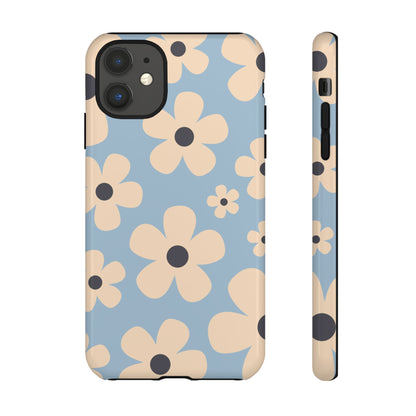 iPhone 11 / Glossy Phone Case - Cute Light Blue & Cream Daisy Pattern Phone Case