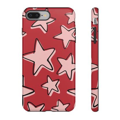 Cherry Red Doodle Star Phone Case