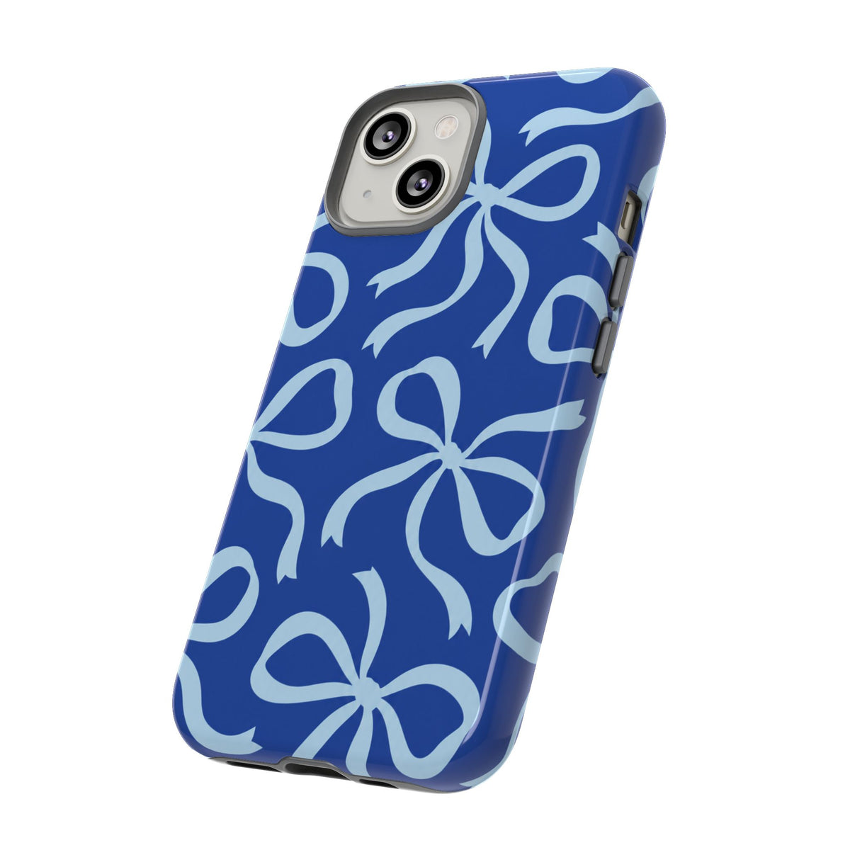 Bold Cobalt Blue and Powder Blue Bow Pattern Phone Case