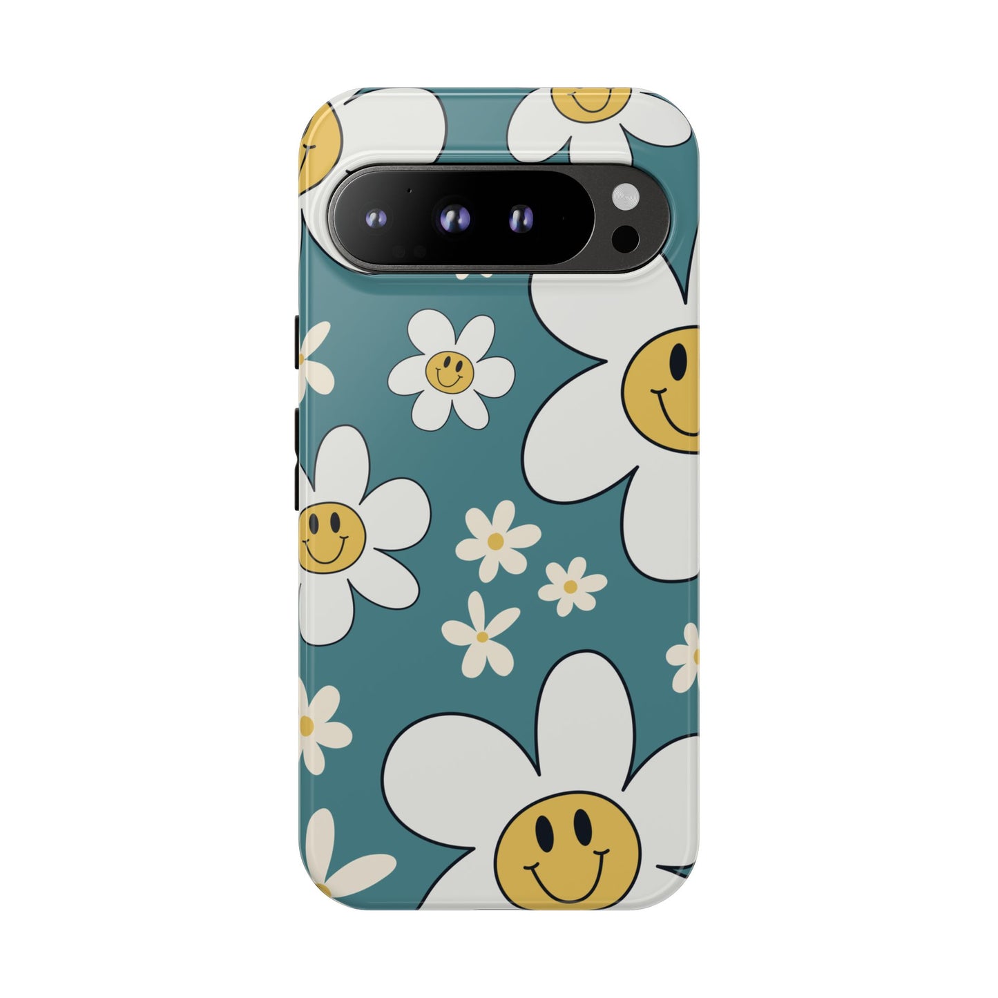 Fun Retro Daisy Pattern with Light Blue Background Phone Case - Blue Phone Case - Google Pixel 9 Pro XL / Glossy