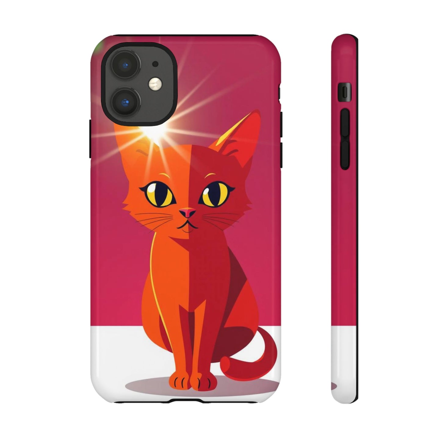 iPhone 11 / Glossy Phone Case - Flashing Cat Design Phone Case